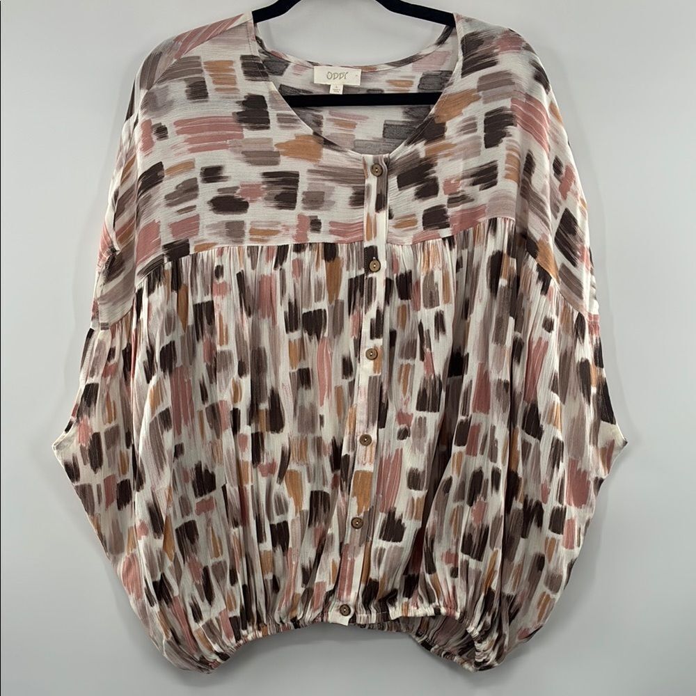 3For 20 Oddy Women's Multicolor Ballon Button Down Paint print size Large